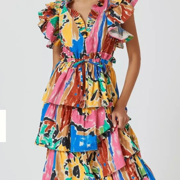 Love The Label Dresses | Love The Label Mix Print Midi Dress | Color: Pink/Yellow | Size: M | 706msrog1'S Closet